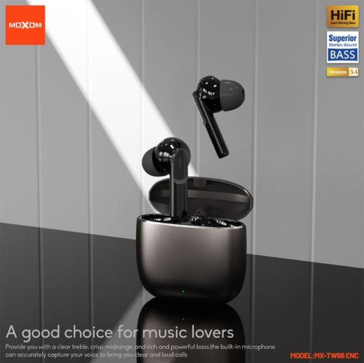 MOXOM MX-TW66 ENC Wireless Bluetooth Earbuds with Charging Case