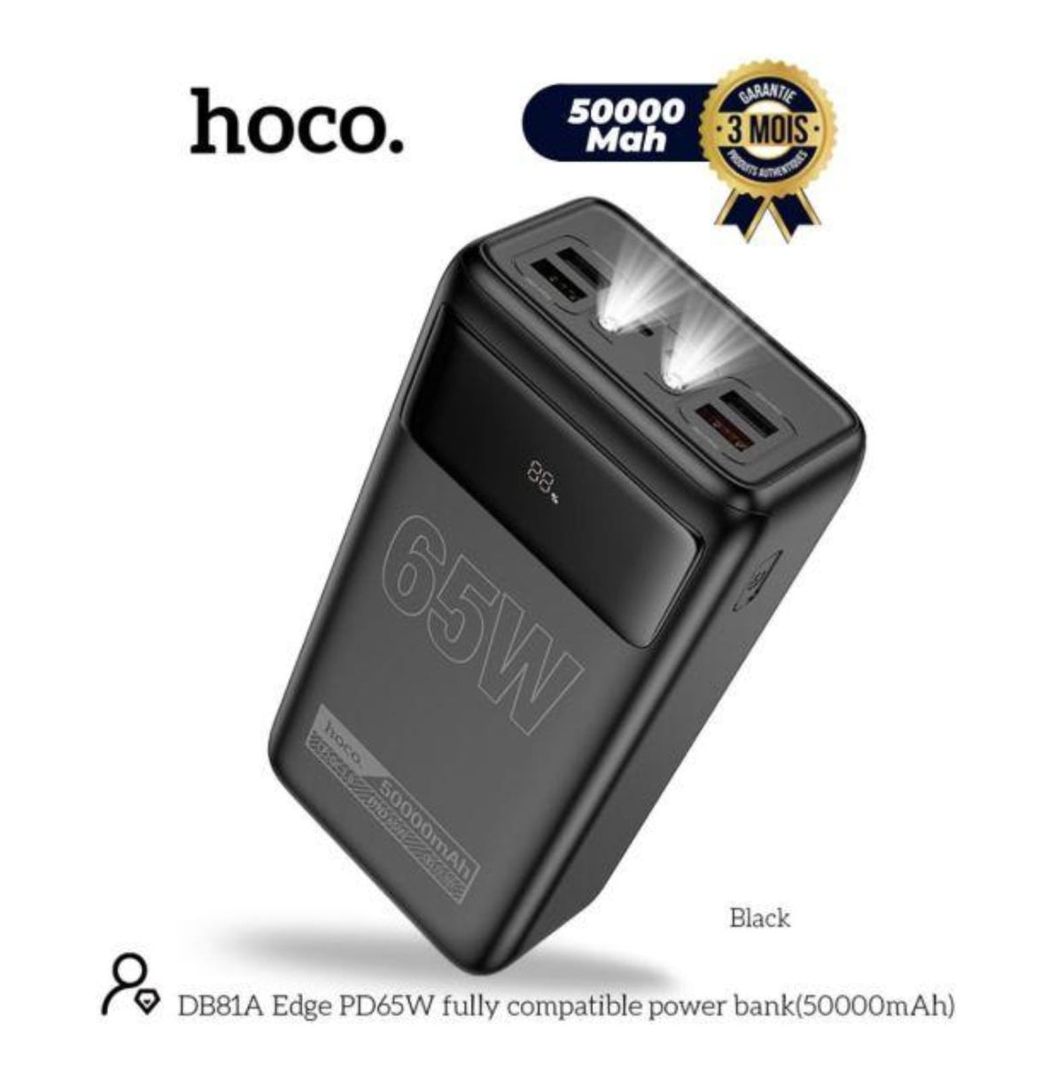 HOCO DB81A Edge 50000mAh Power Bank – 65W PD Fast Charging with Digital Display