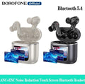 BOROFONE Bluetooth 5.4 Wireless Earbuds with Touch Screen Charging Case, ANC + ENC Noise Reduction